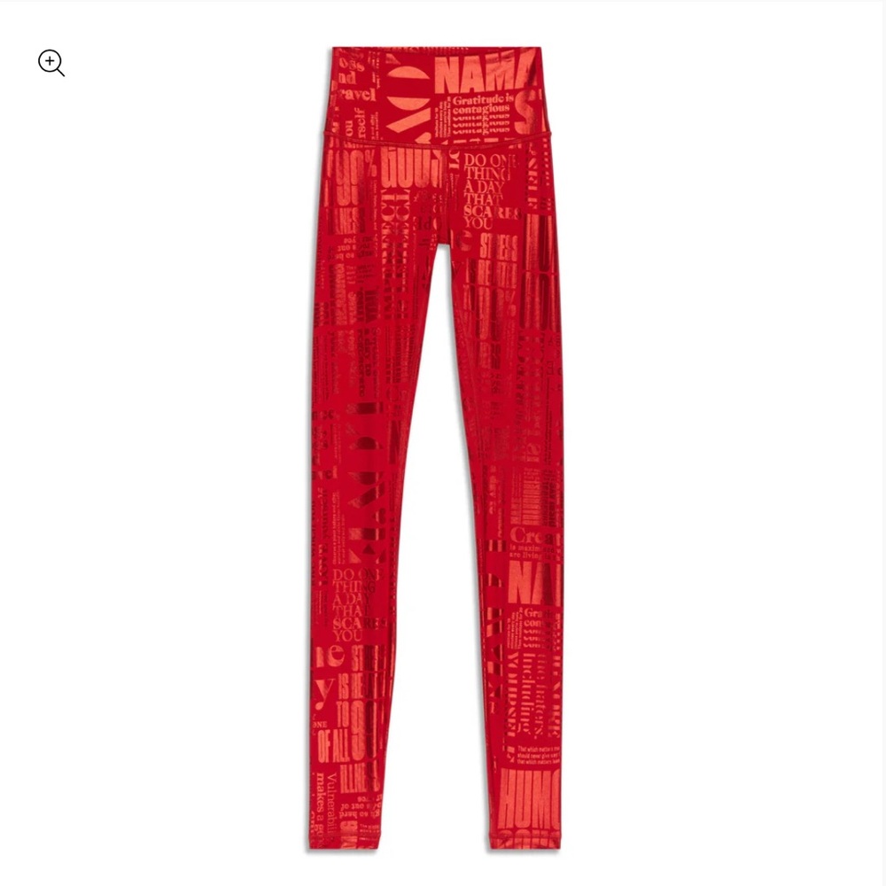 Lululemon Wunder Under High Rise Legging in 20Yr Manifesto Foil Dark Red